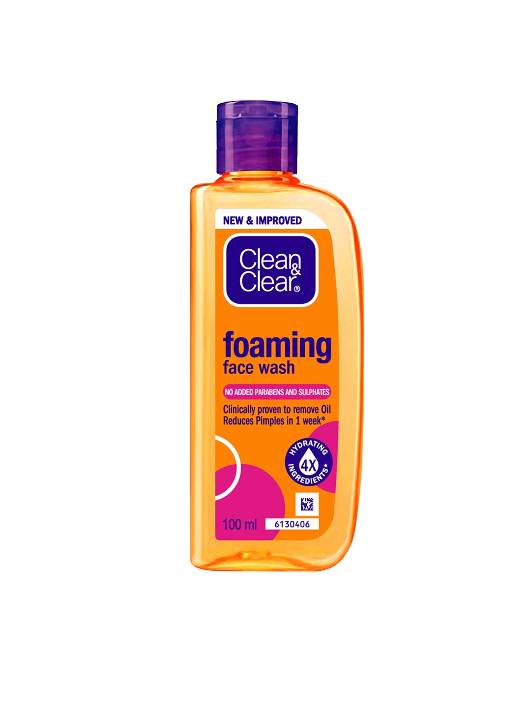 

Clean&Clear 4X Hydrating Foaming Face Wash for Oily & Pimple Prone Skin - 100 ml, Orange