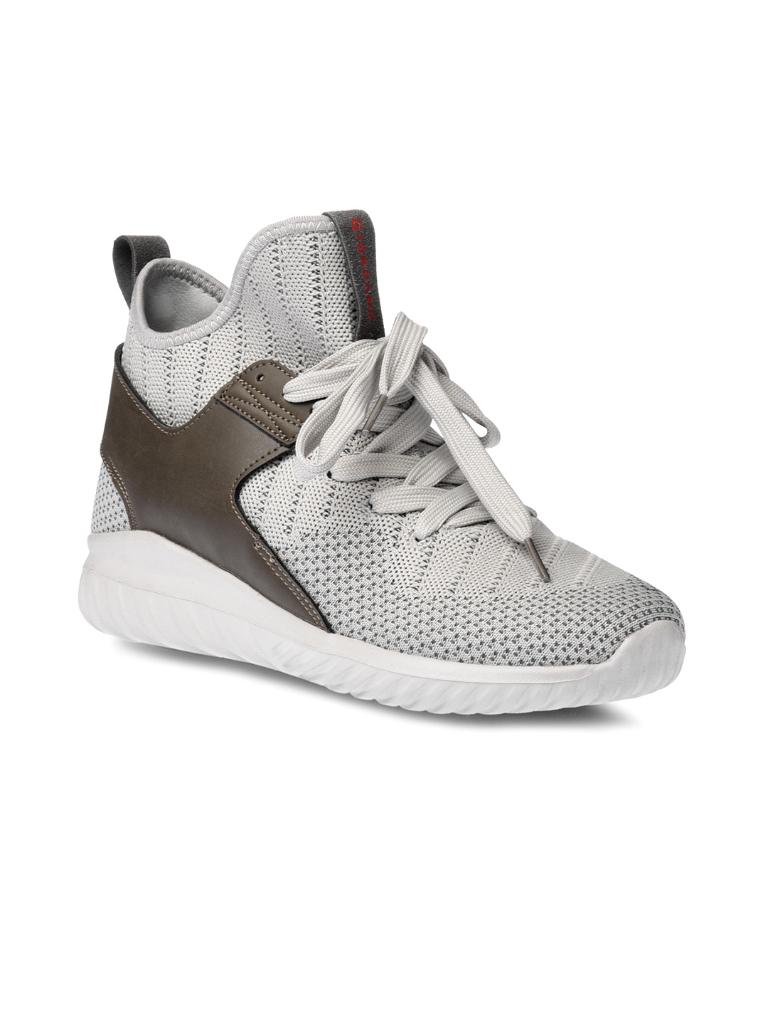 

GIORDANO Men Grey Woven Design Synthetic Mid-Top Sneakers