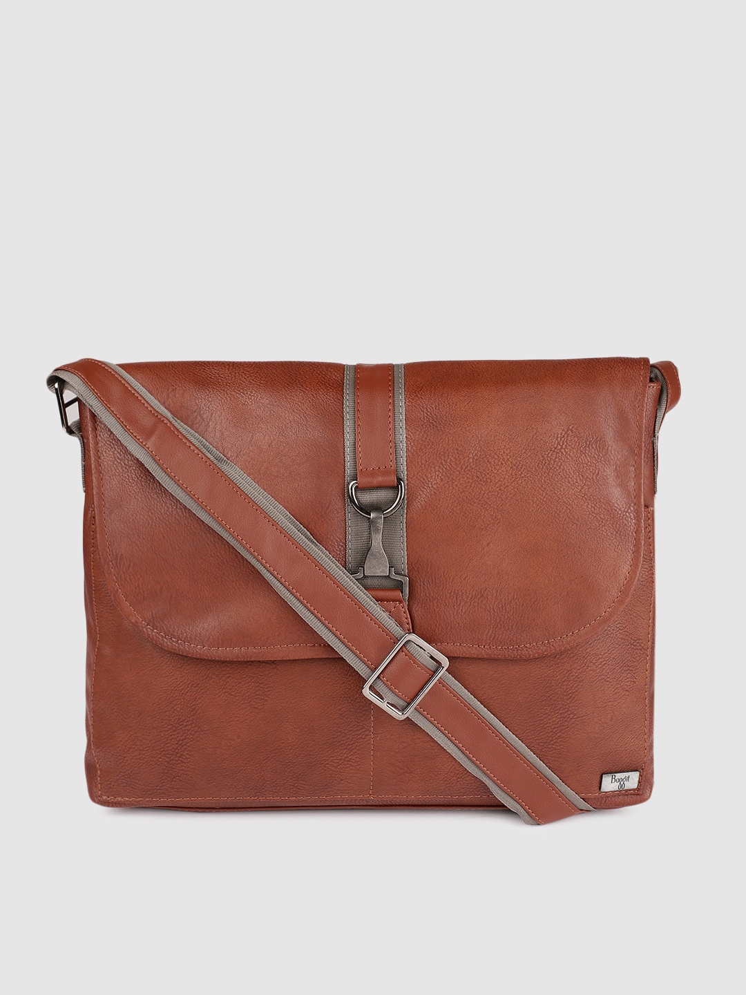 

Baggit Men Rust Brown Solid Messenger Bag