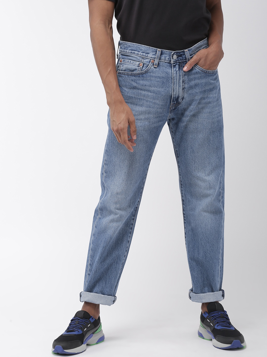 

Levis x Stranger Things Men Blue Regular Fit Mid-Rise Clean Look Jeans 505
