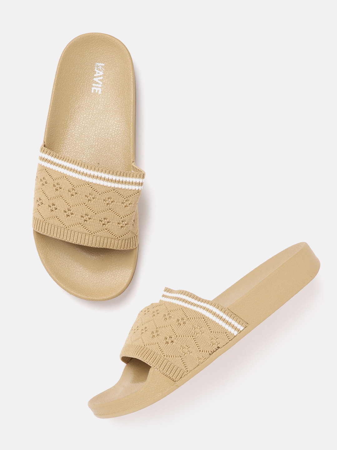 

Lavie Women Beige Woven Design Open Toe Flats