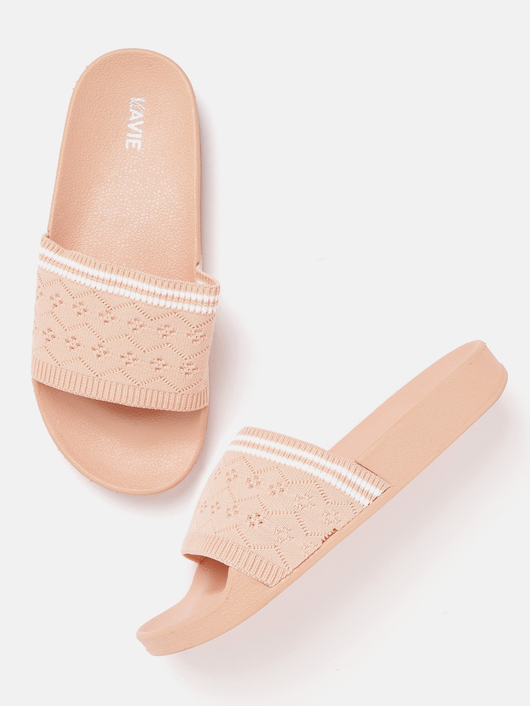 

Lavie Women Coral Orange Woven Design Open Toe Flats