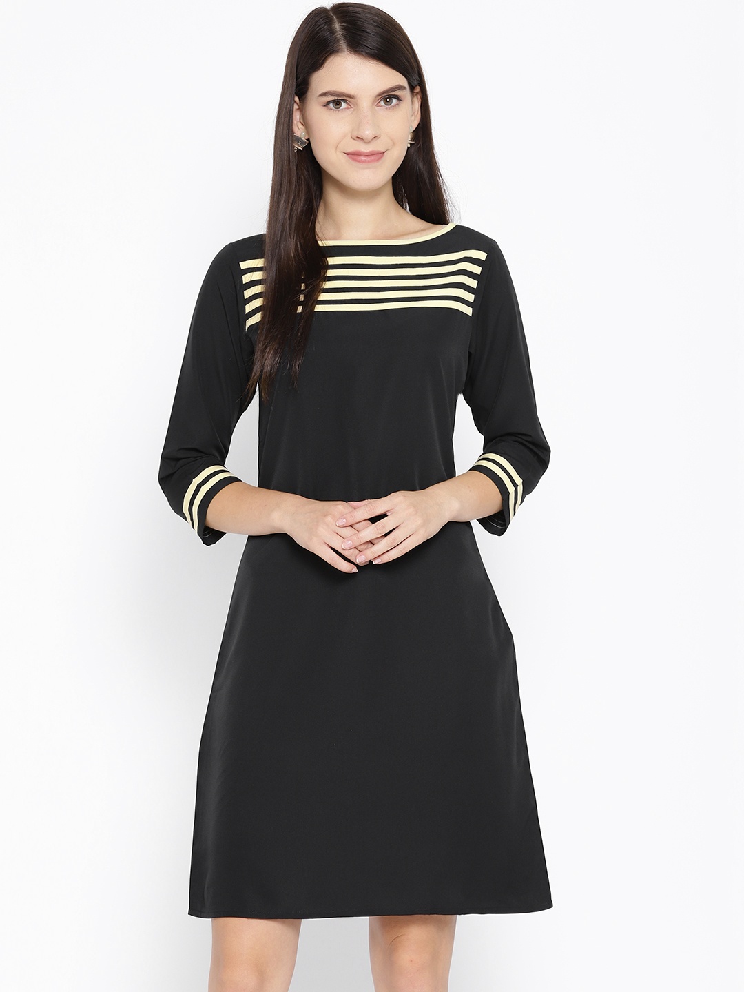 

Karmic Vision Women Black Solid A-Line Dress