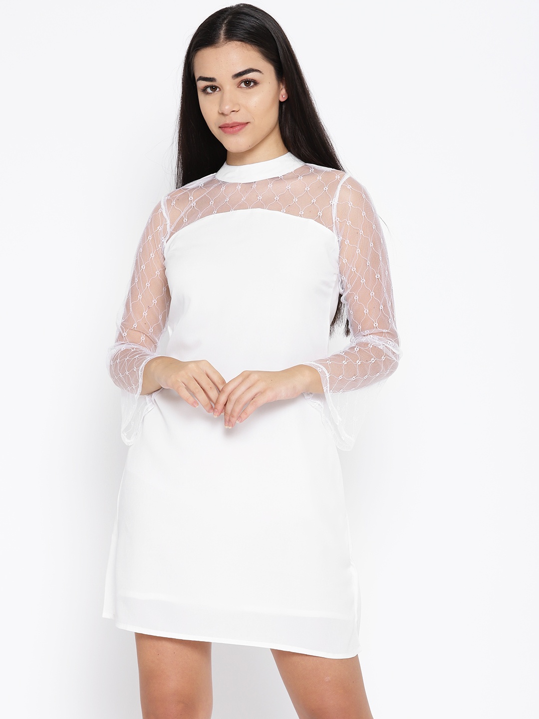 

Karmic Vision Women White Solid A-Line Dress