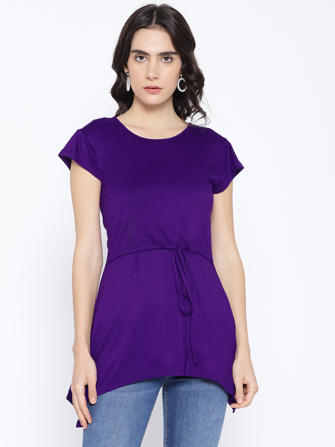 

Karmic Vision Women Purple Solid Cinched Waist Top