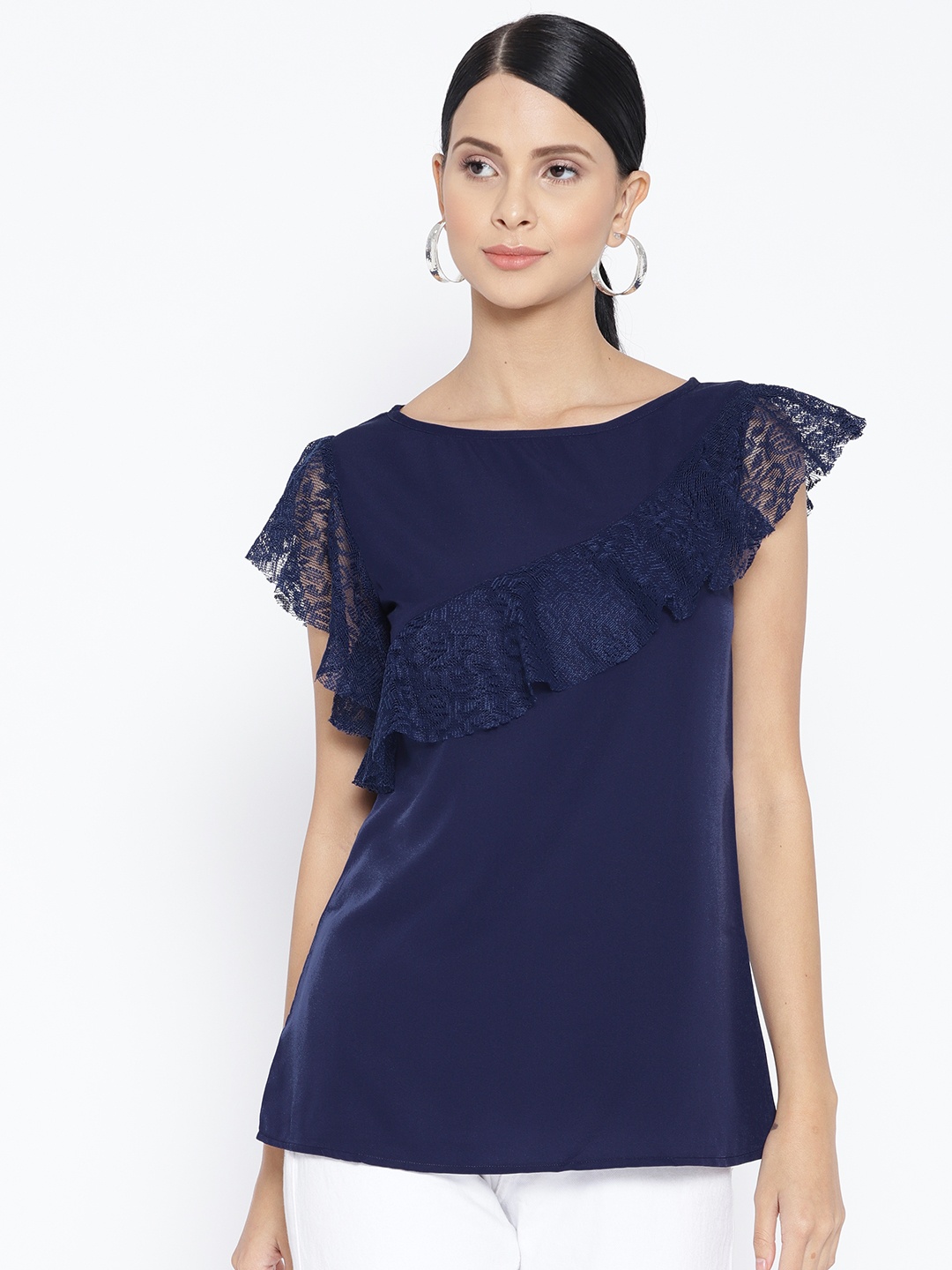 

Karmic Vision Women Navy Blue Solid Top