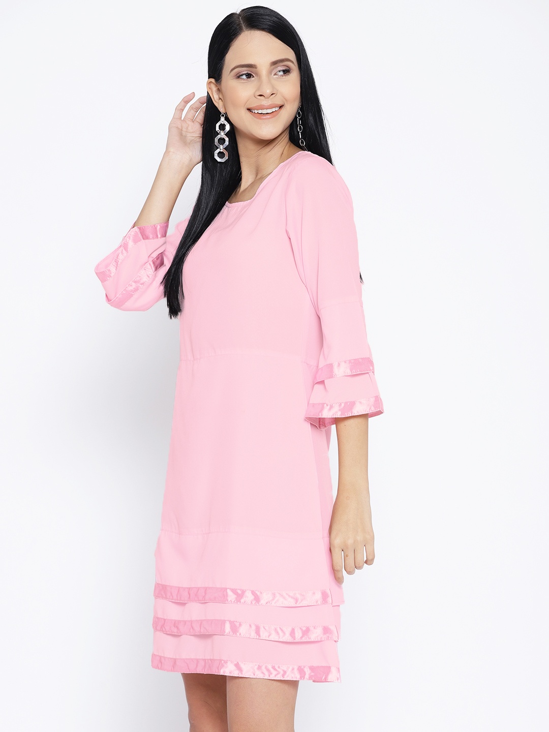 

Karmic Vision Women Pink Solid A-Line Dress