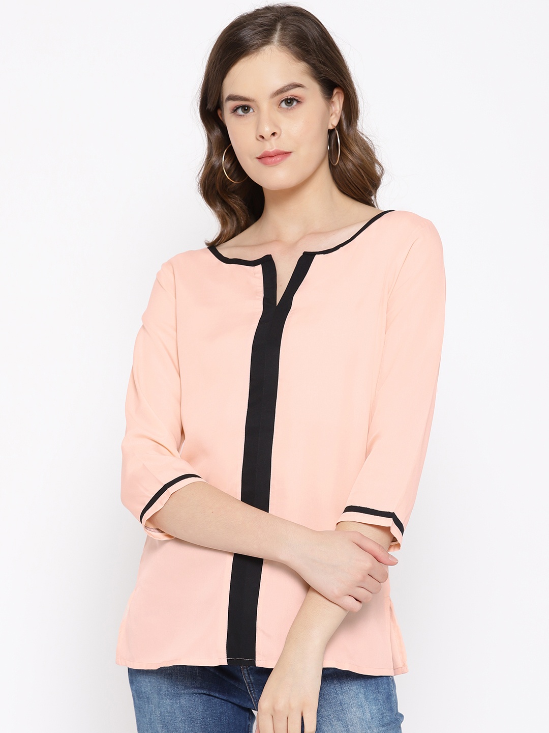 

Karmic Vision Women Peach-Coloured Solid Top