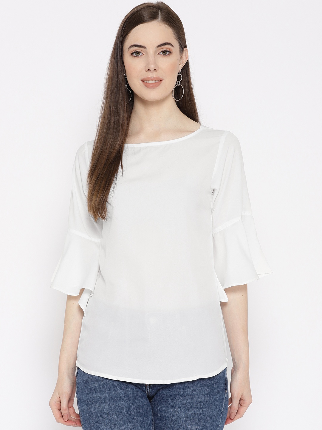 

Karmic Vision Women White Solid Top