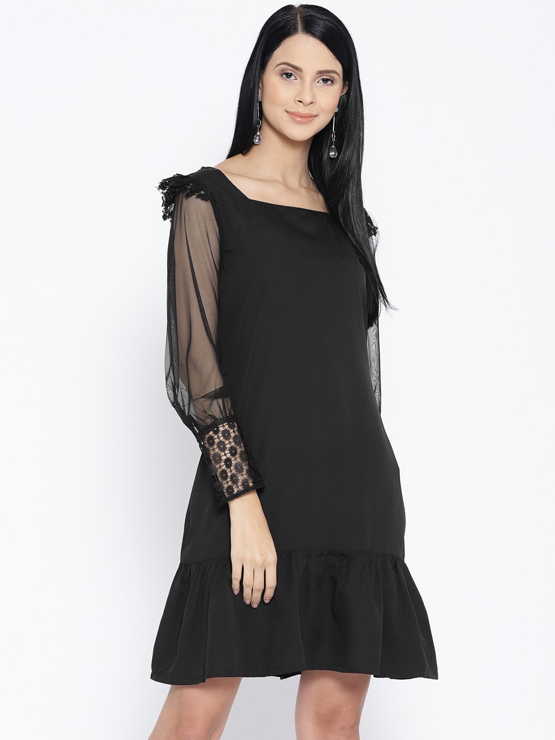 

Karmic Vision Women Black Solid A-Line Dress