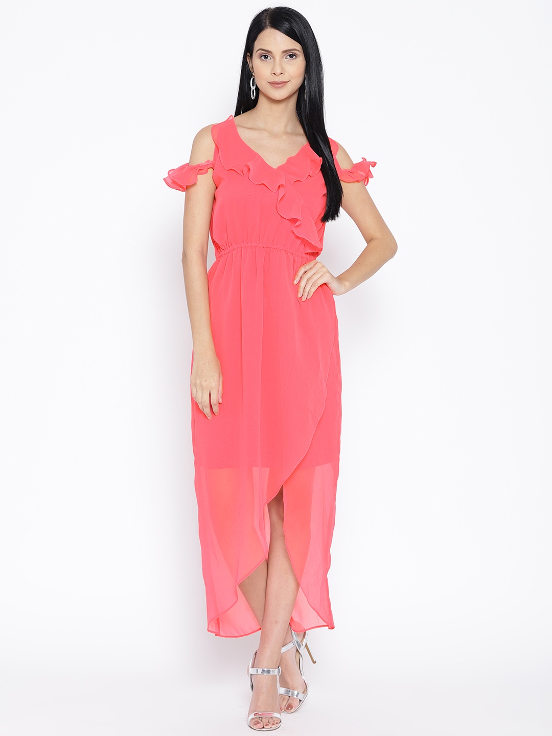 

Karmic Vision Women Pink Solid Wrap Maxi Dress