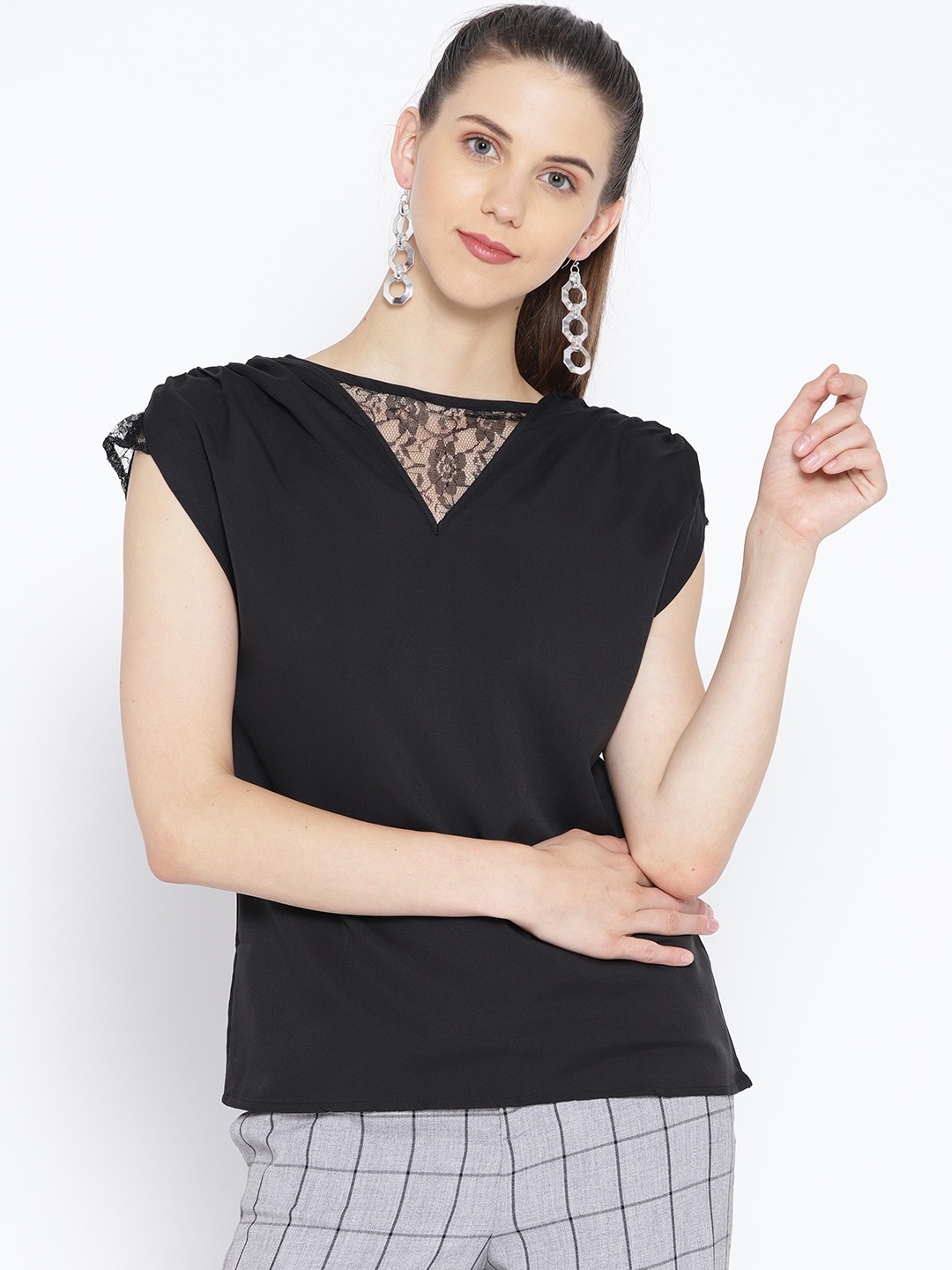 

Karmic Vision Women Black Solid Top