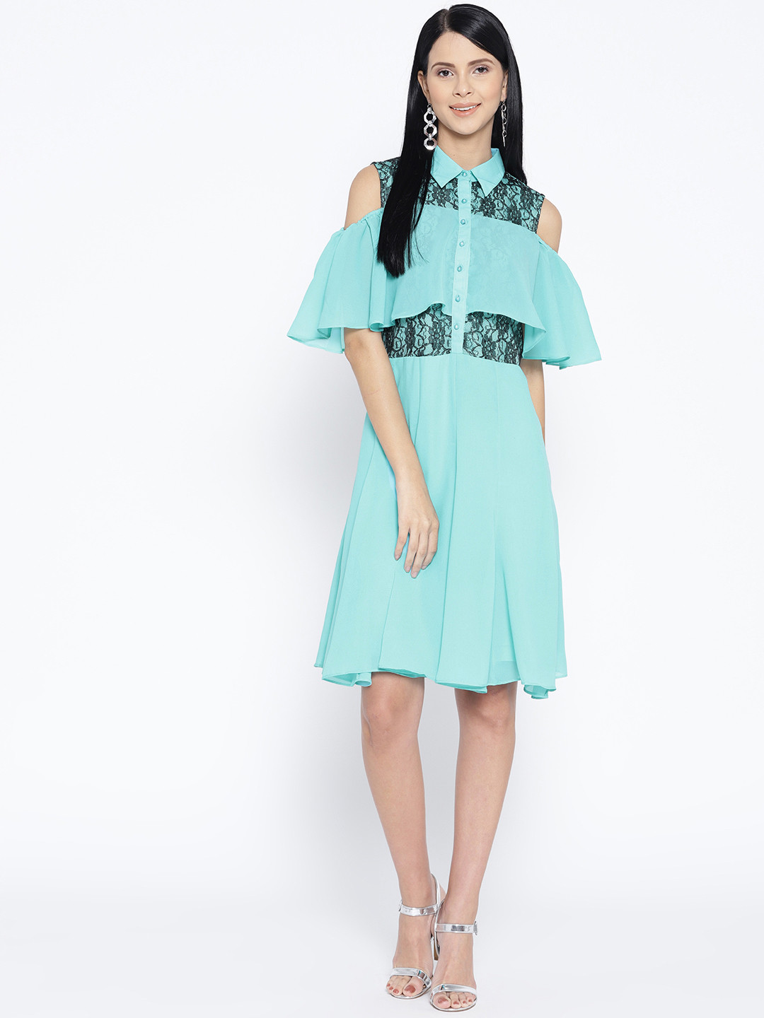 

Karmic Vision Women Blue Solid Fit & Flare Dress