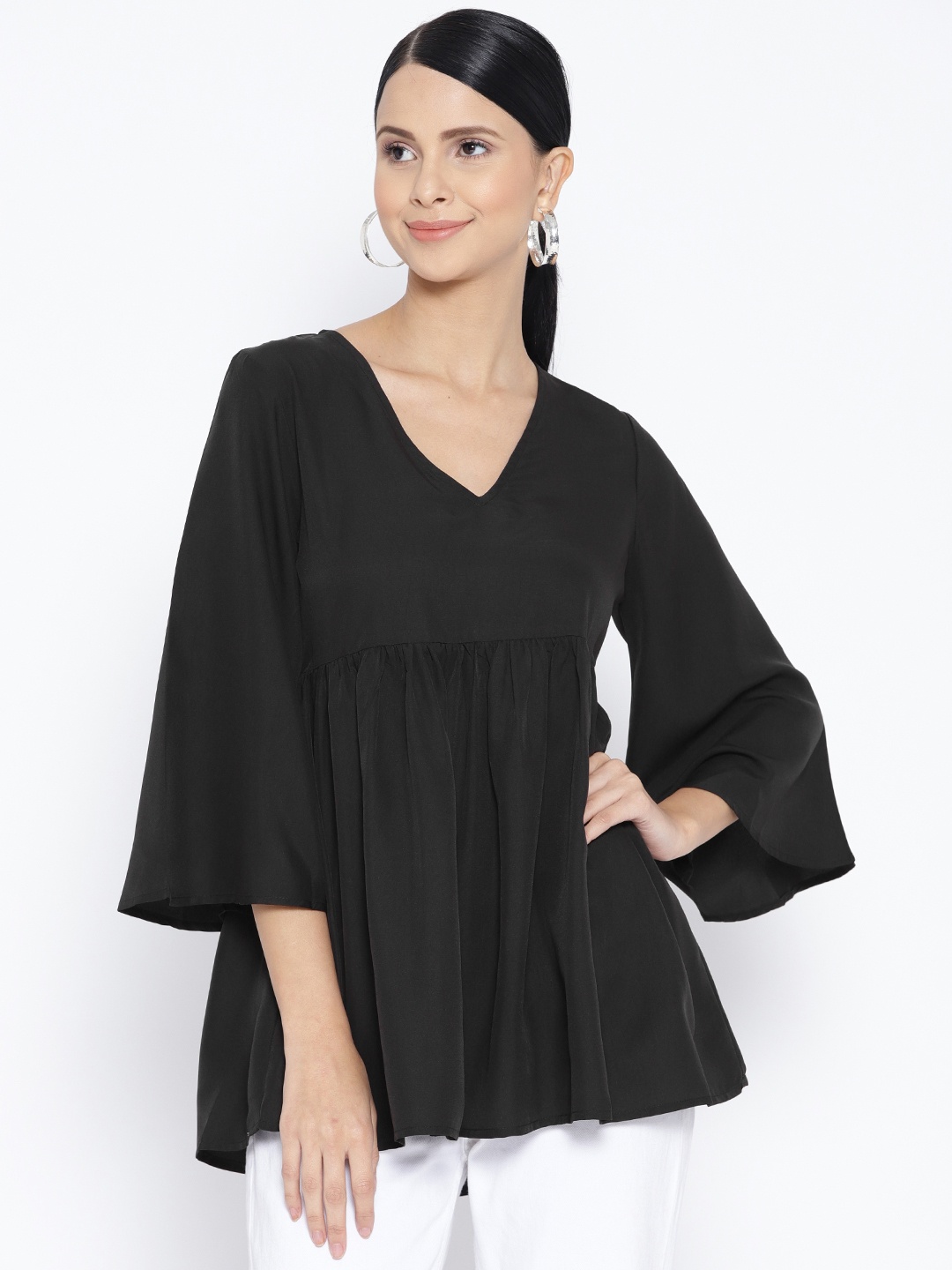 

Karmic Vision Women Black Solid Empire Top