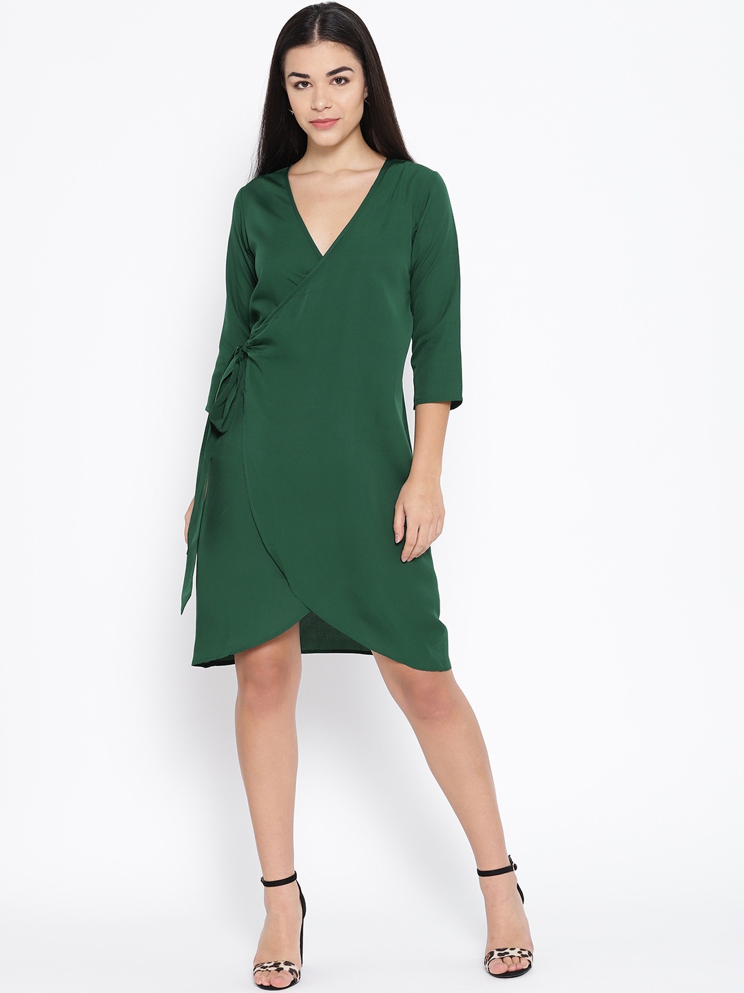 

Karmic Vision Women Green Wrap Dress