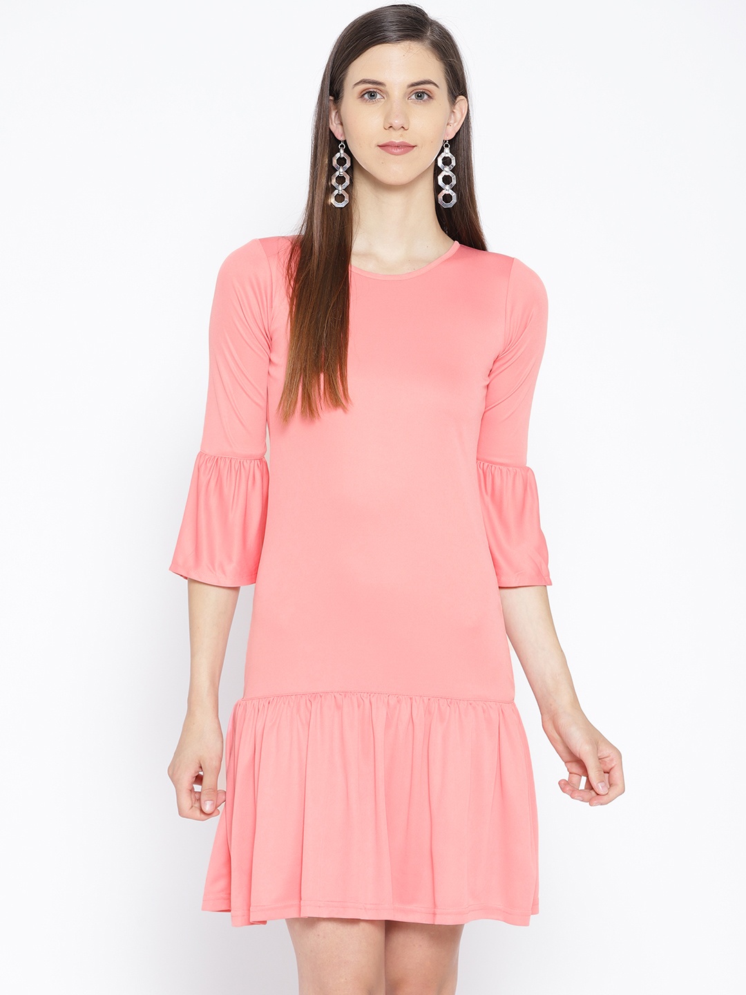 

Karmic Vision Women Pink Solid Drop-Waist Dress