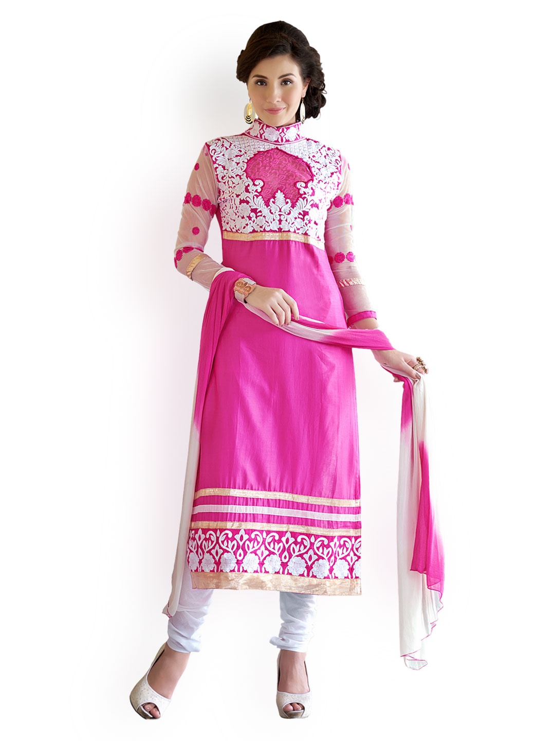 

Blissta Pink & White Cotton Unstitched Dress Material