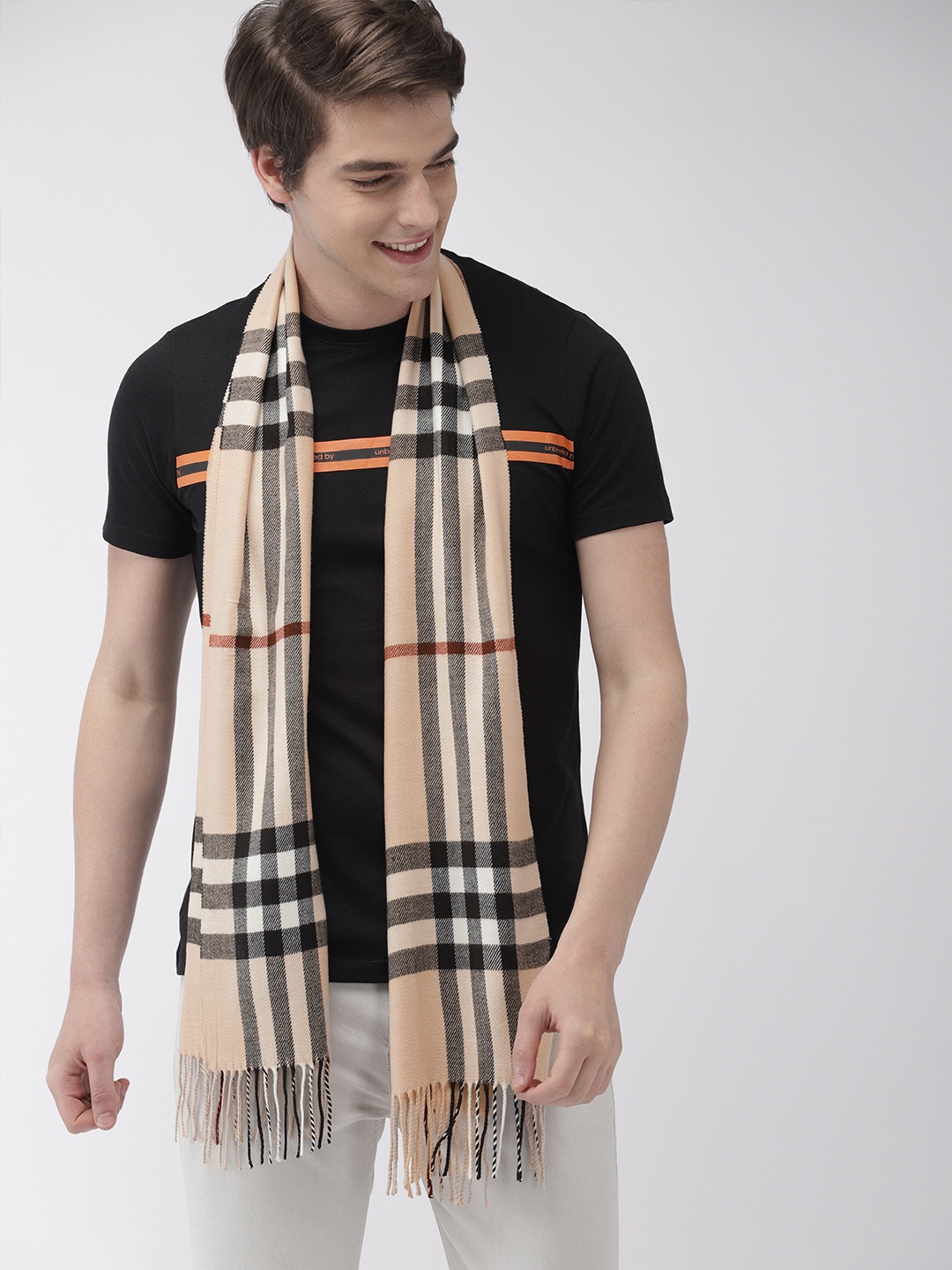 

Mast & Harbour Unisex Beige & Black Checked Scarf