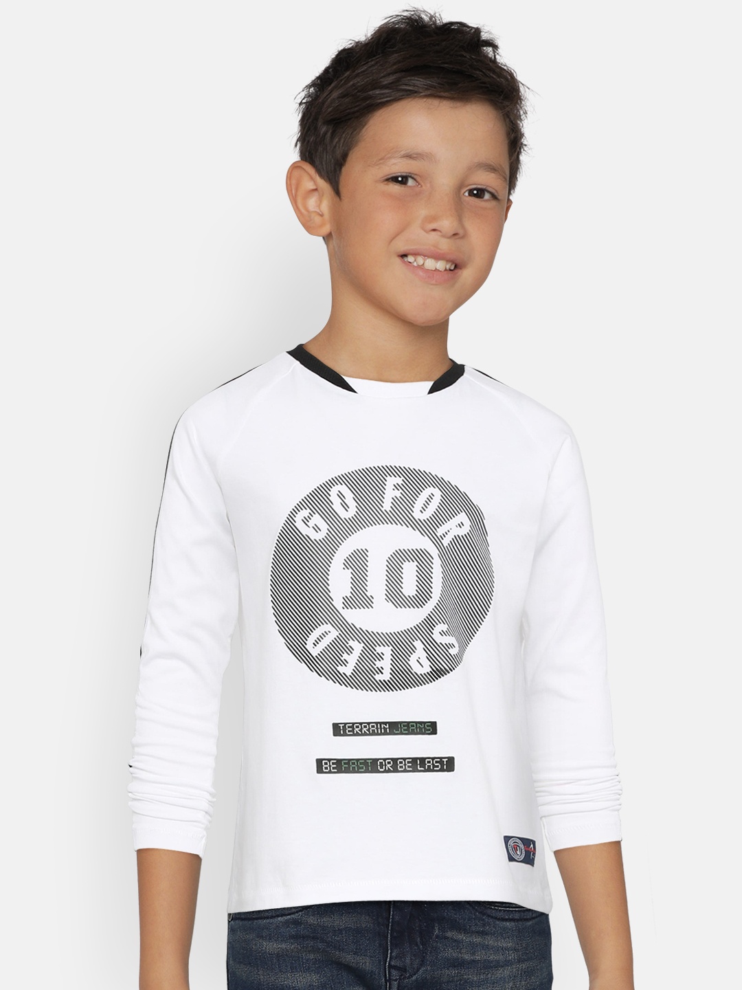 

Indian Terrain Boys White Printed Round Neck Pure Cotton T-shirt