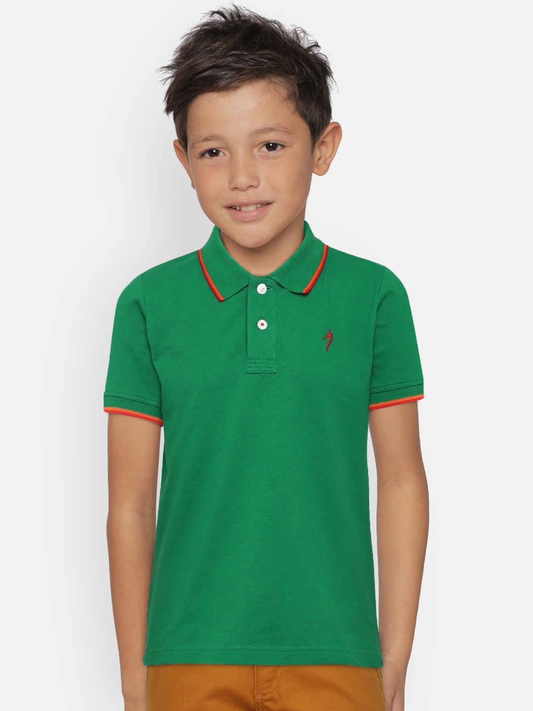 

Indian Terrain Boys Green Solid Polo Collar T-shirt