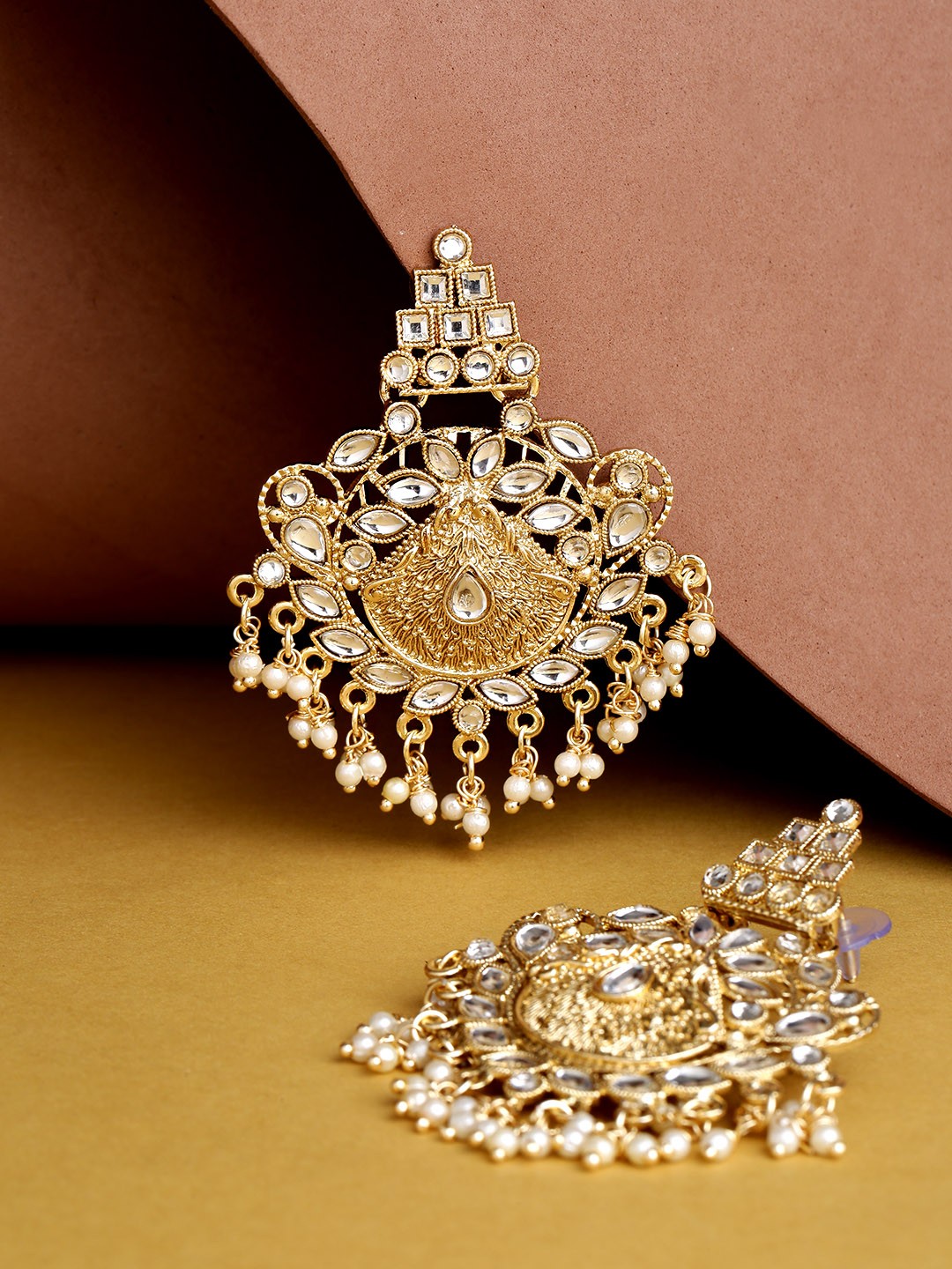 

Priyaasi Gold-Plated Handcrafted Classic Kundan Drop Earrings