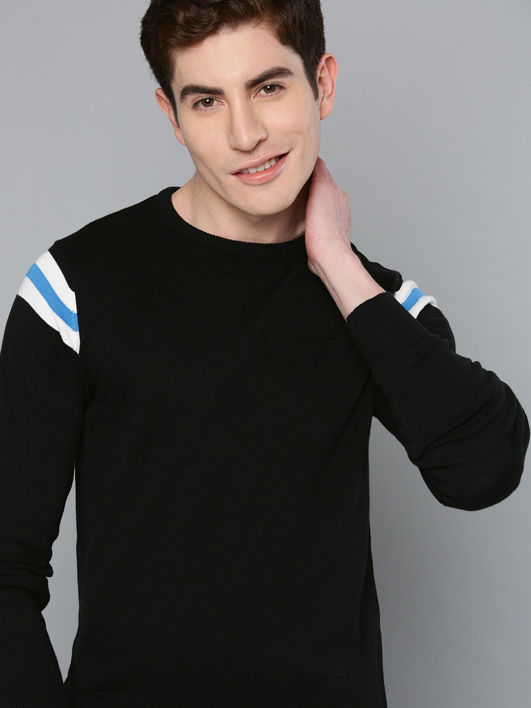 

Mast & Harbour Men Black Solid Sweater