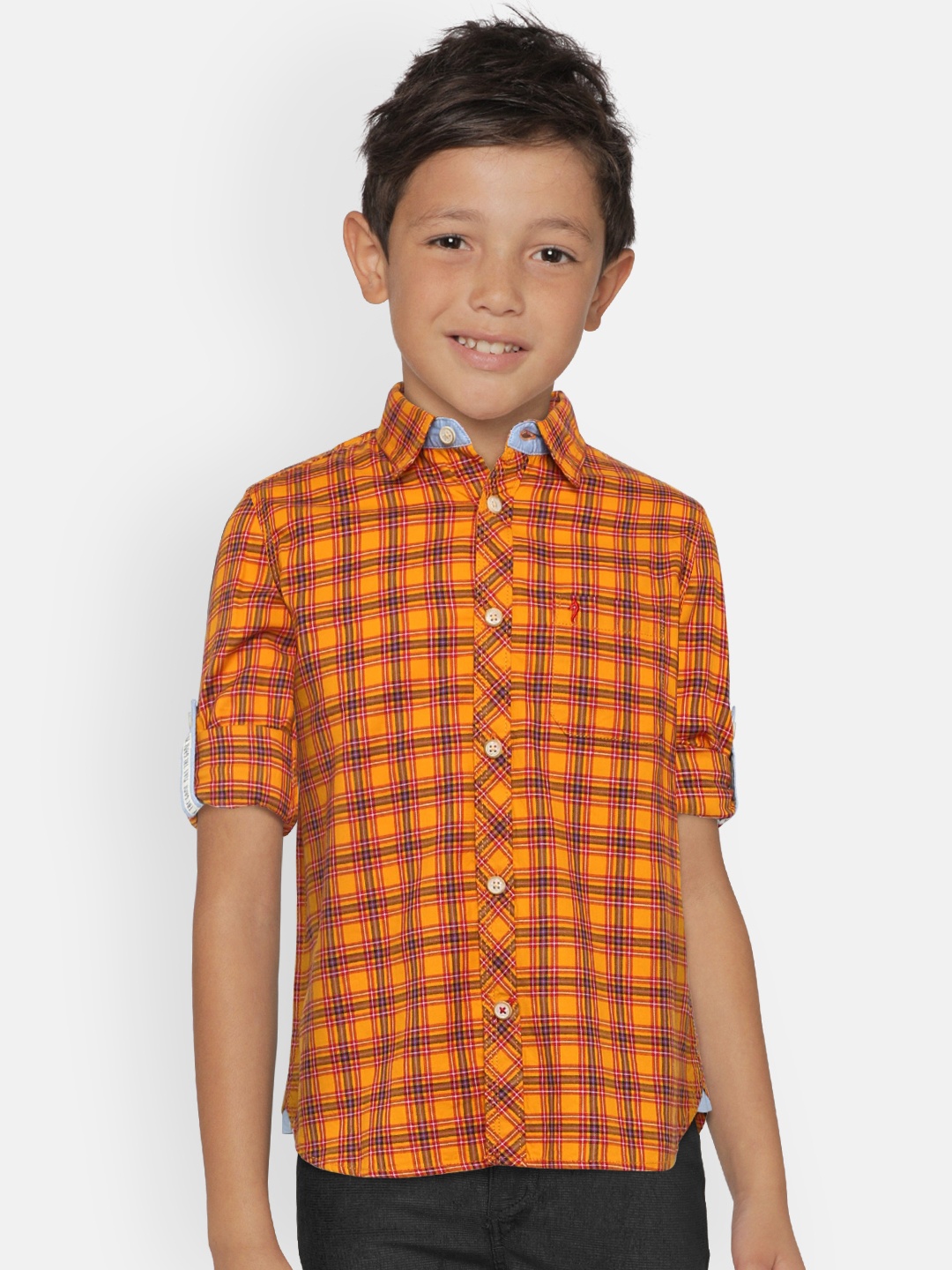 

Indian Terrain Boys Yellow & Red Regular Fit Checked Casual Shirt