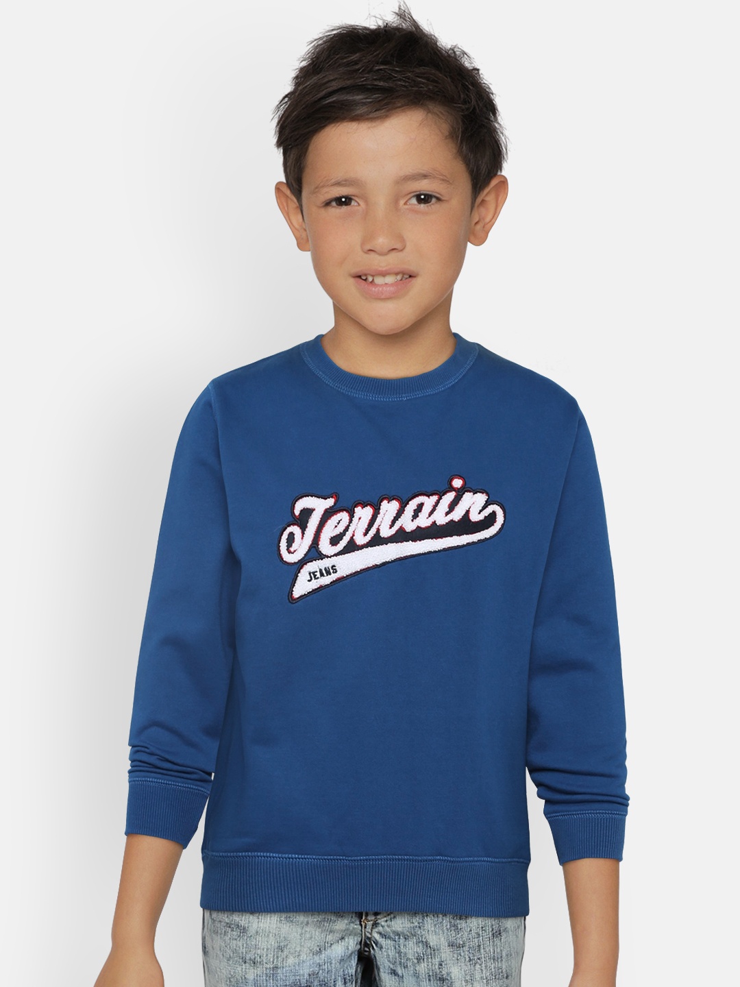 

Indian Terrain Boys Blue Solid Sweatshirt