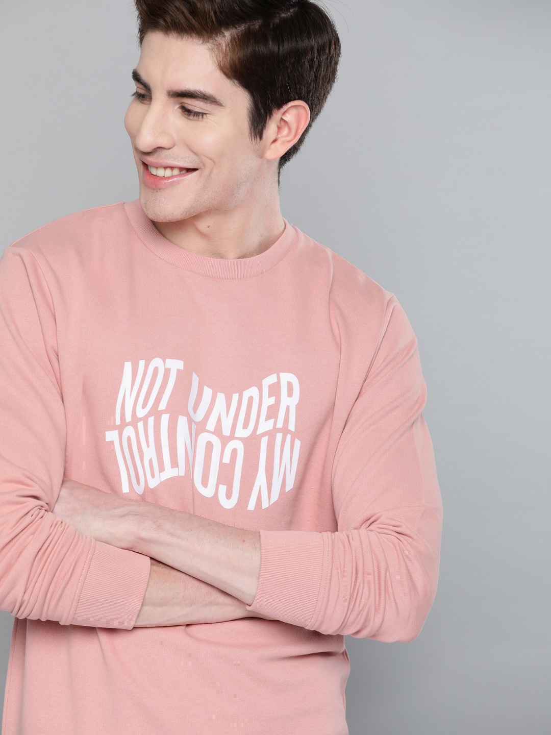 

Mast & Harbour Men Pink & White Printed Sweatshirt