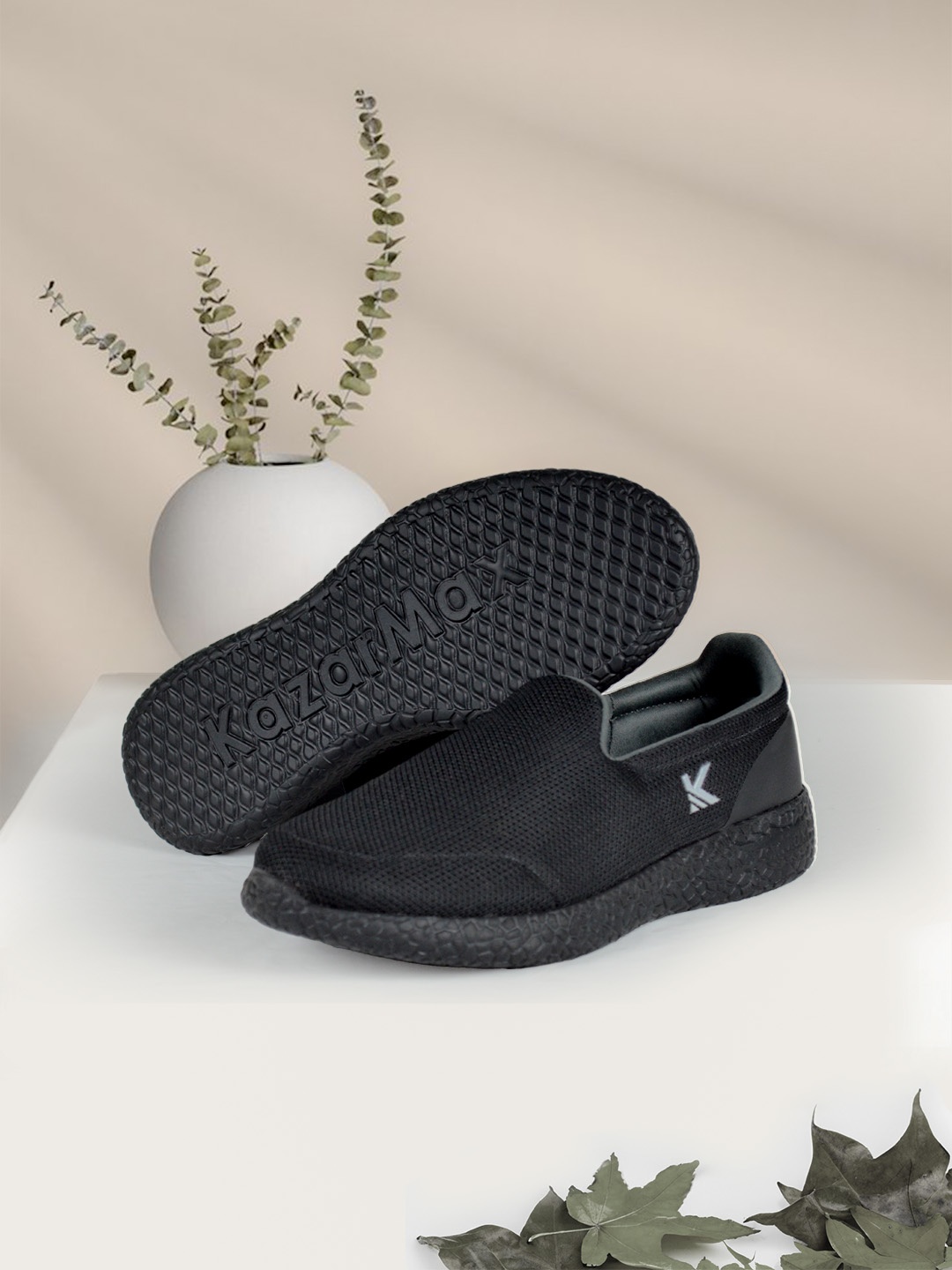 

KazarMax Women Black Slip-On Walking Sneakers