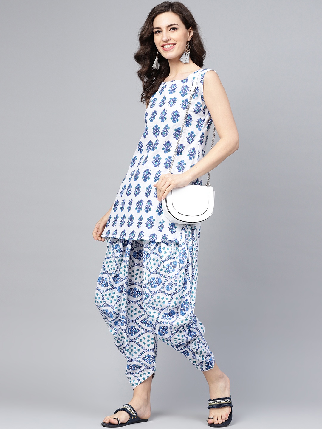 

Libas Women Blue & White Printed Kurta with Salwar