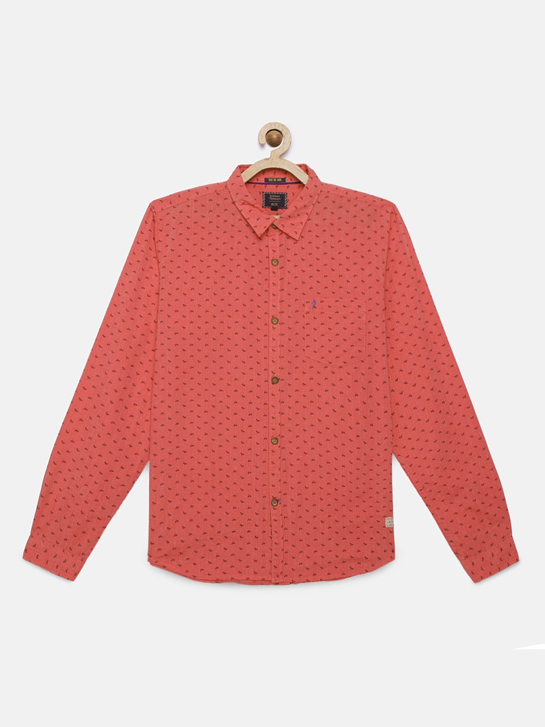 

Indian Terrain Boys Red Regular Fit Printed Pure Cotton Casual Shirt