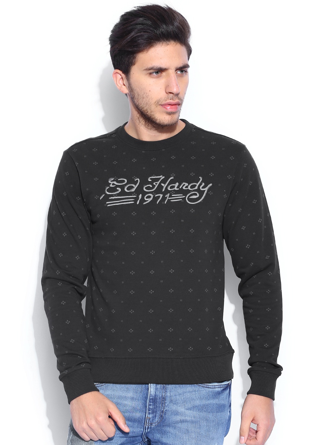 

Ed Hardy Charcoal Grey Printed Sweatshirt