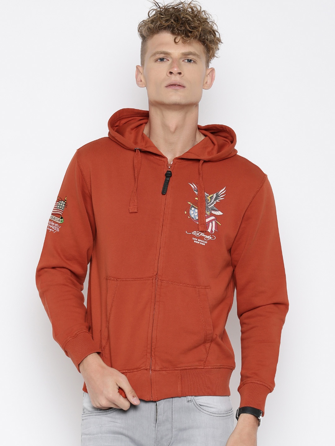 

Ed Hardy Rust Orange Hooded Sweatshirt
