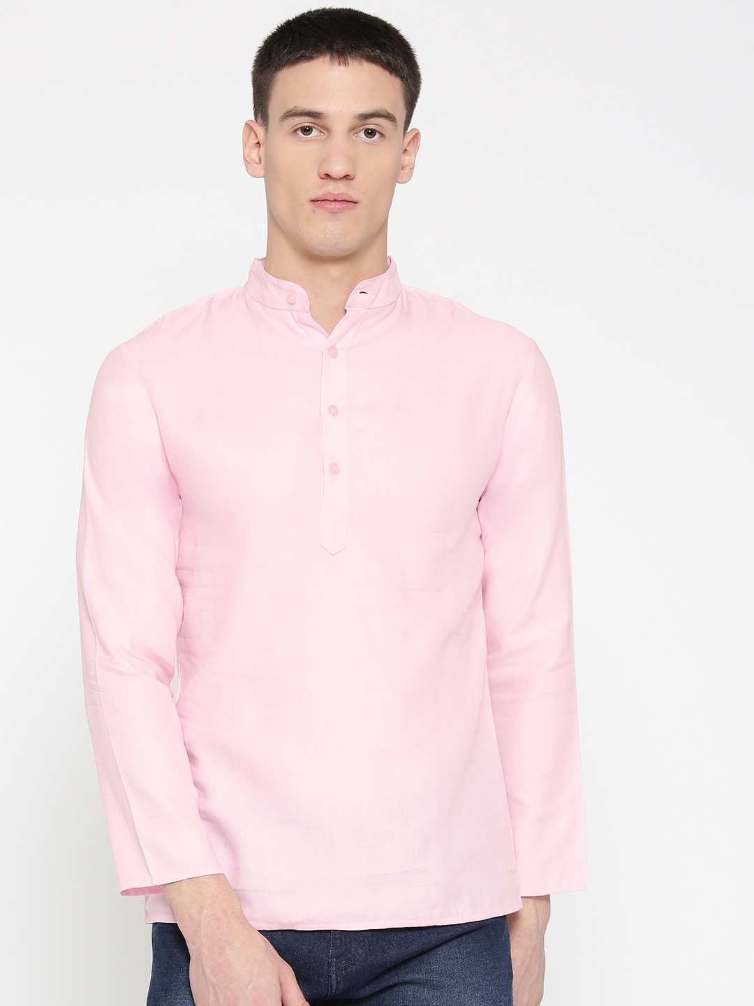 

Molly & Michel Men Pink Solid Straight Kurta