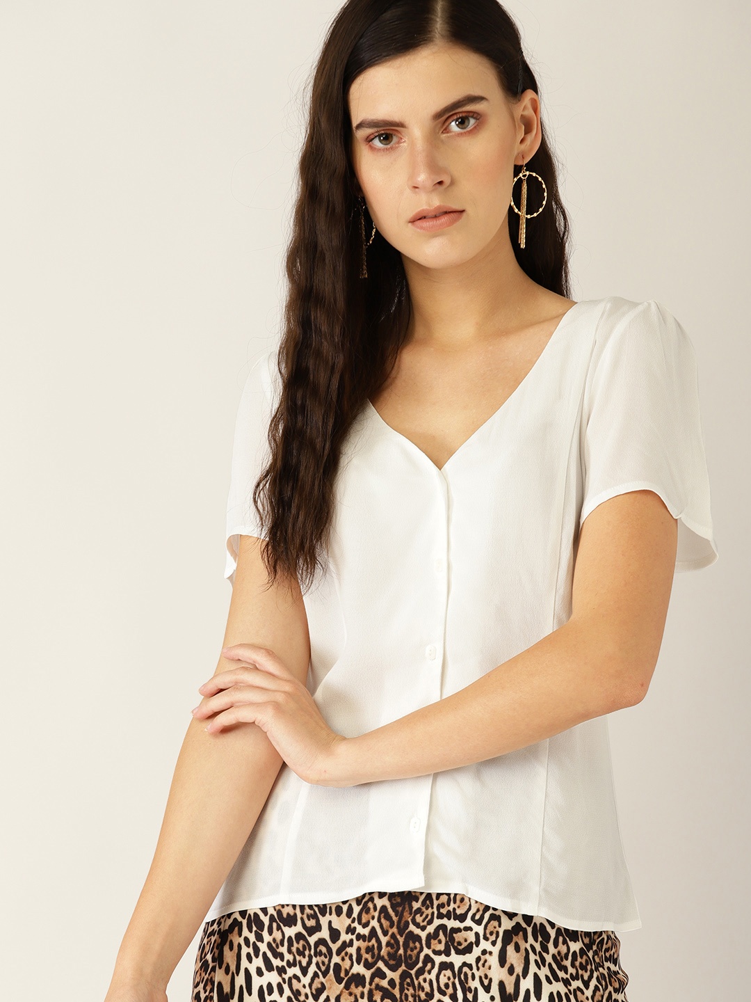 

MANGO Women White Solid Top