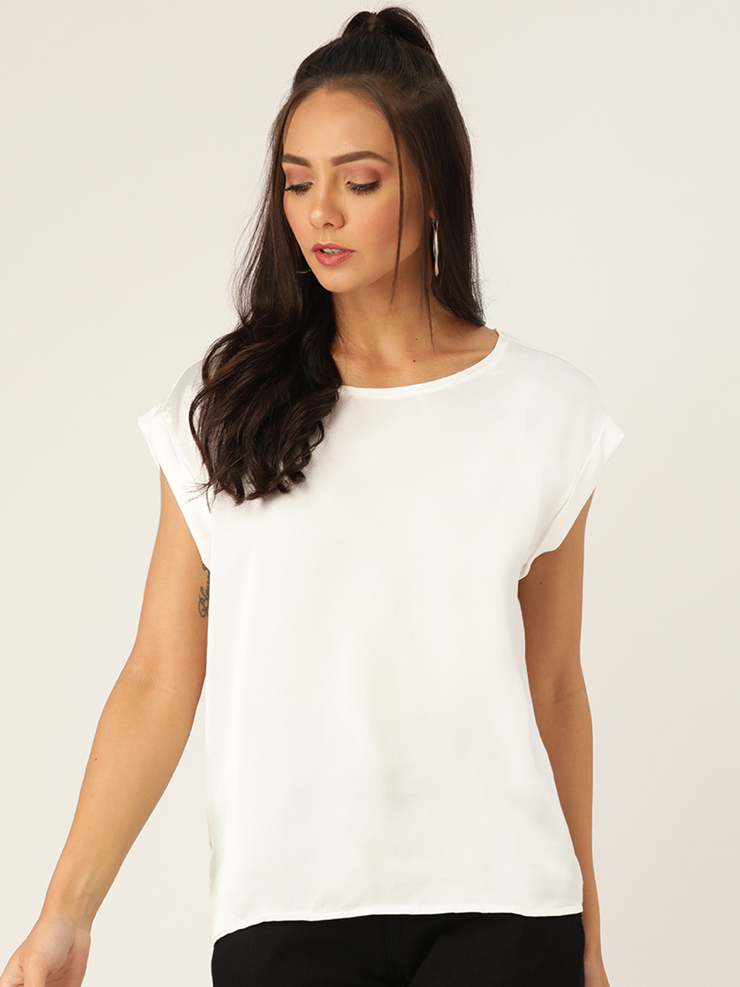 

MANGO Women White Solid Top