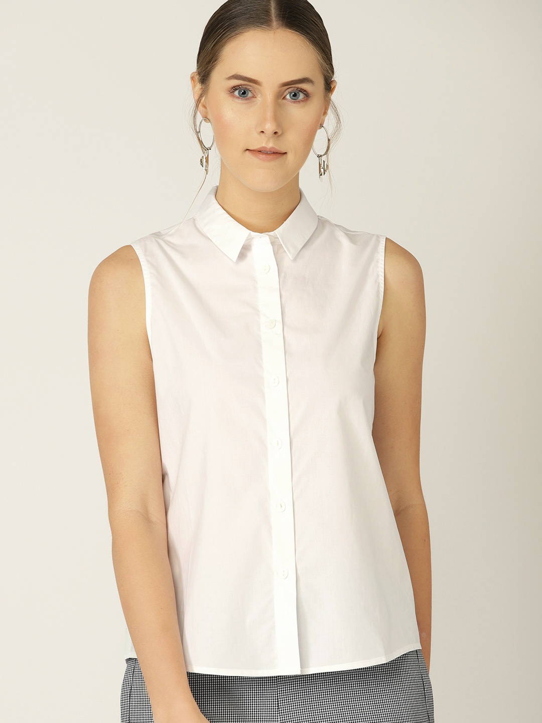 

MANGO Women White Regular Fit Solid Casual Shirt