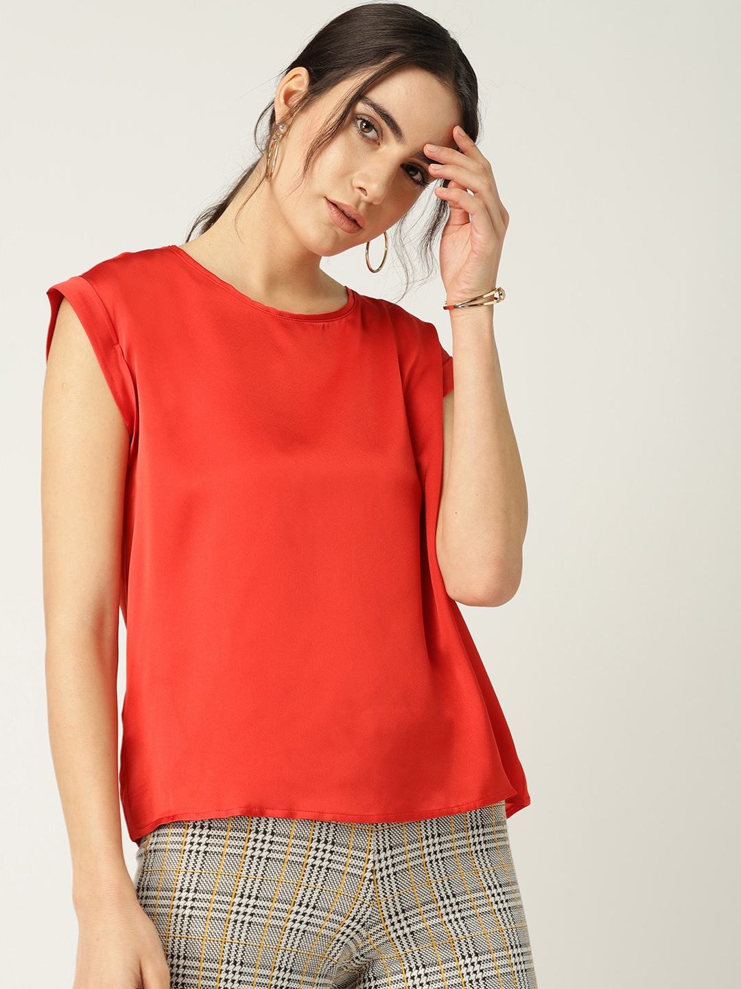 

MANGO Women Orange Solid Top