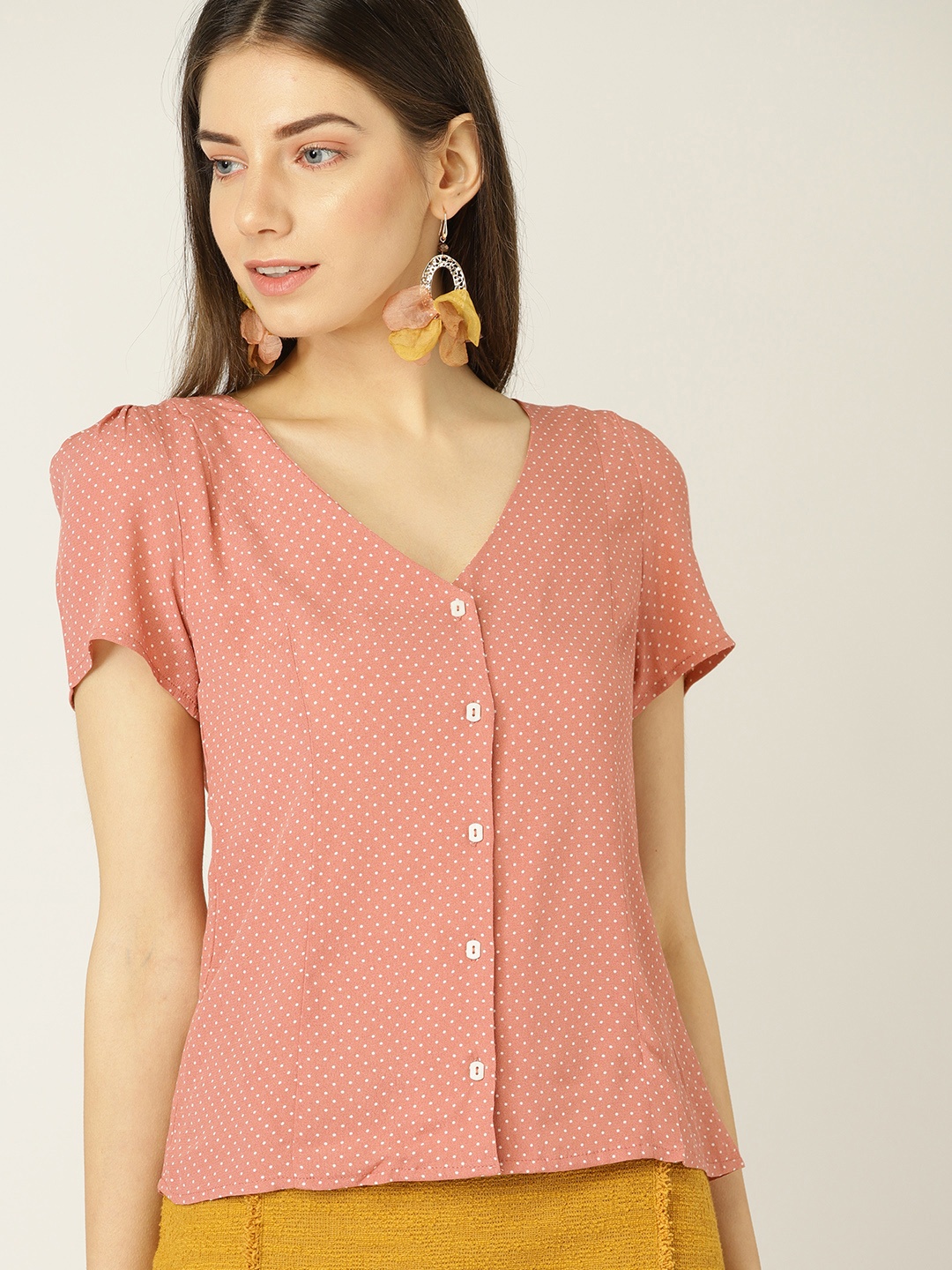 

MANGO Women Pink Printed Top