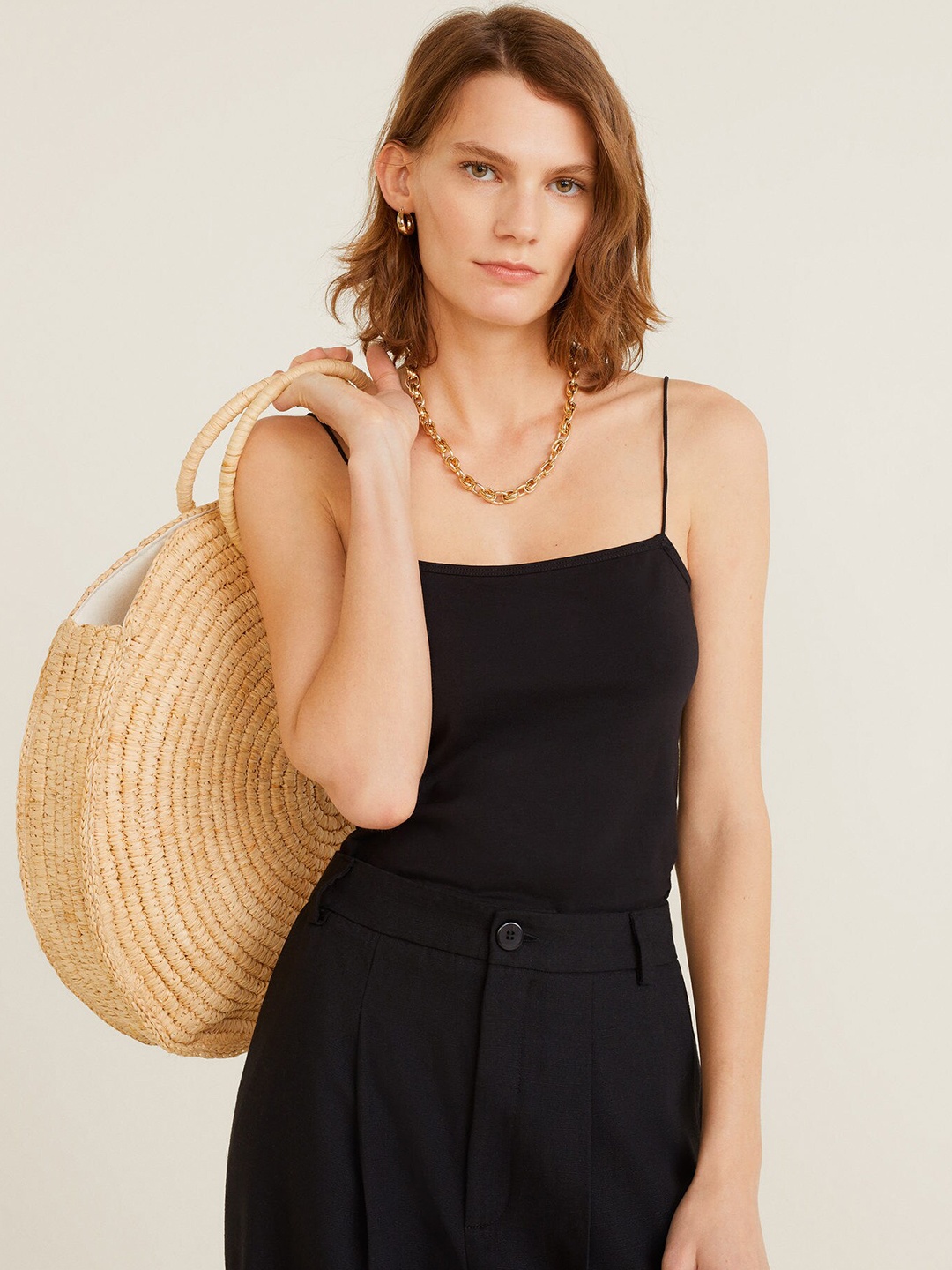 

MANGO Women Black Solid Top