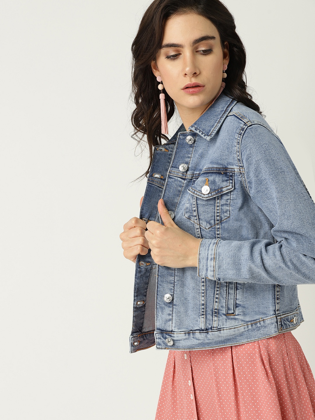 

MANGO Women Blue Washed Denim Jacket