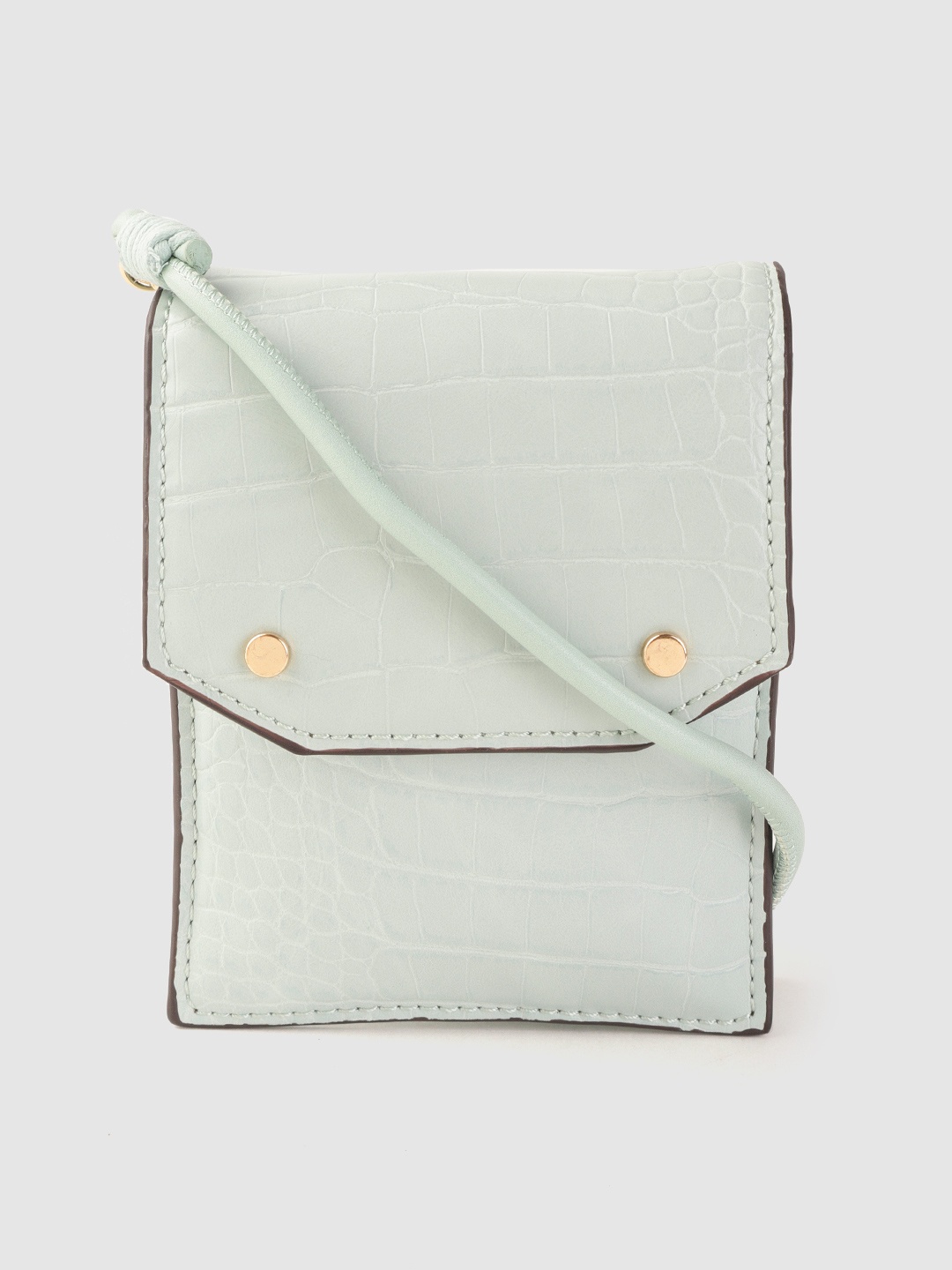 

MANGO Mint Green Croc Pattern Sling Bag