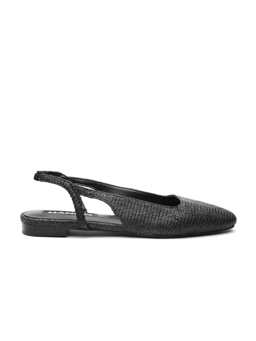 

MANGO Women Black Basket Weaved Flats