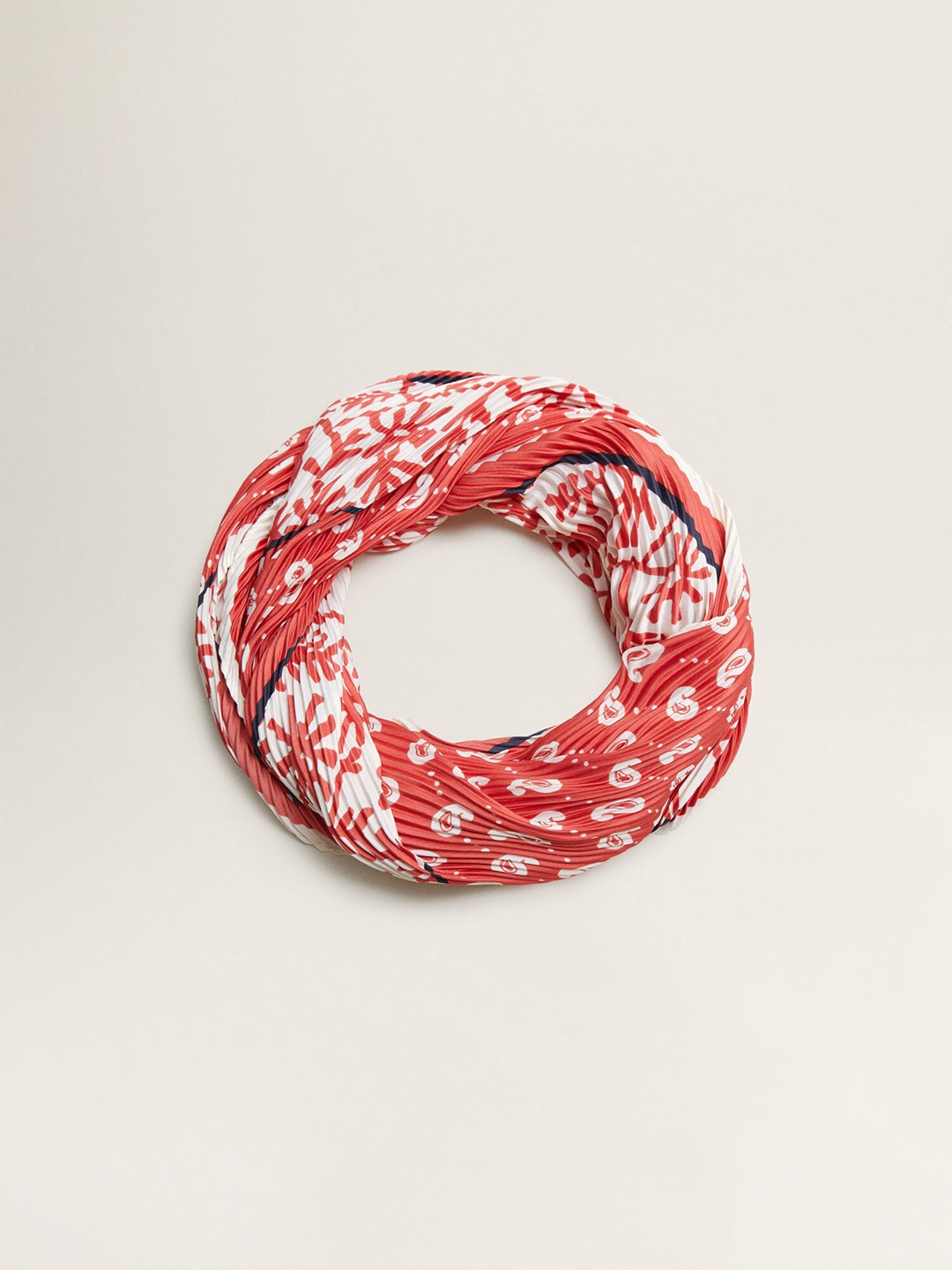

MANGO Women Coral Pink & White Printed Scarf
