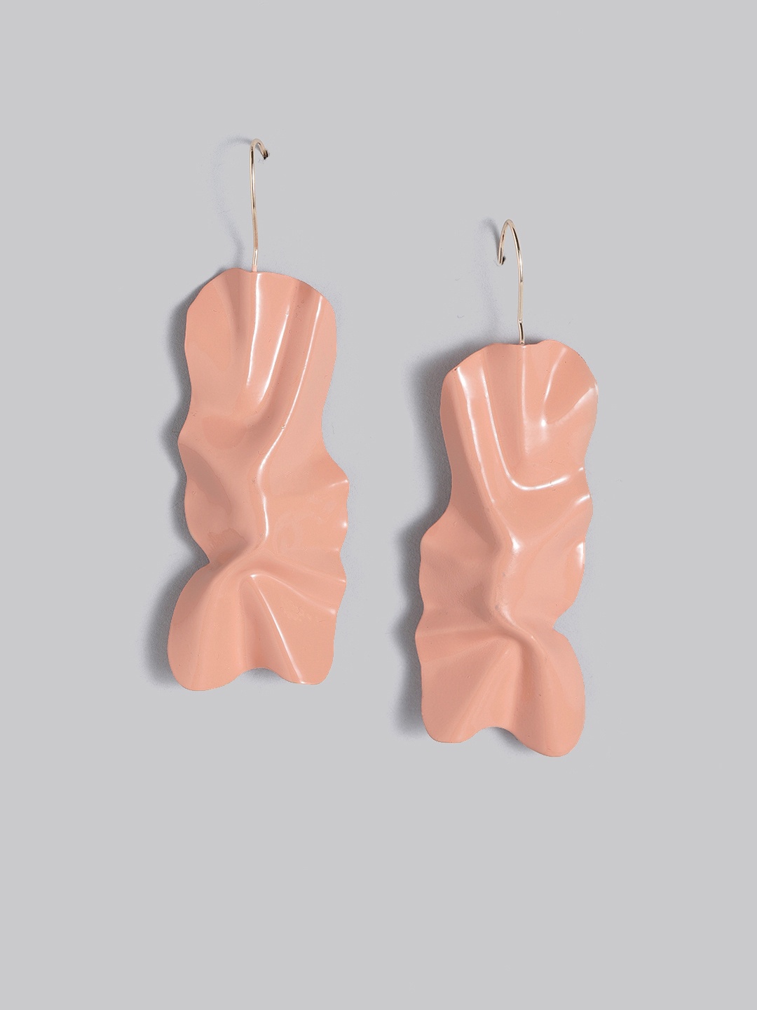 

MANGO Peach-Coloured Contemporary Drop Earrings