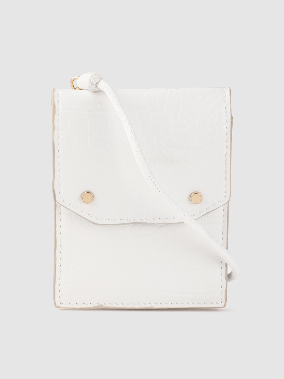 

MANGO White Croc Textured Sling Bag