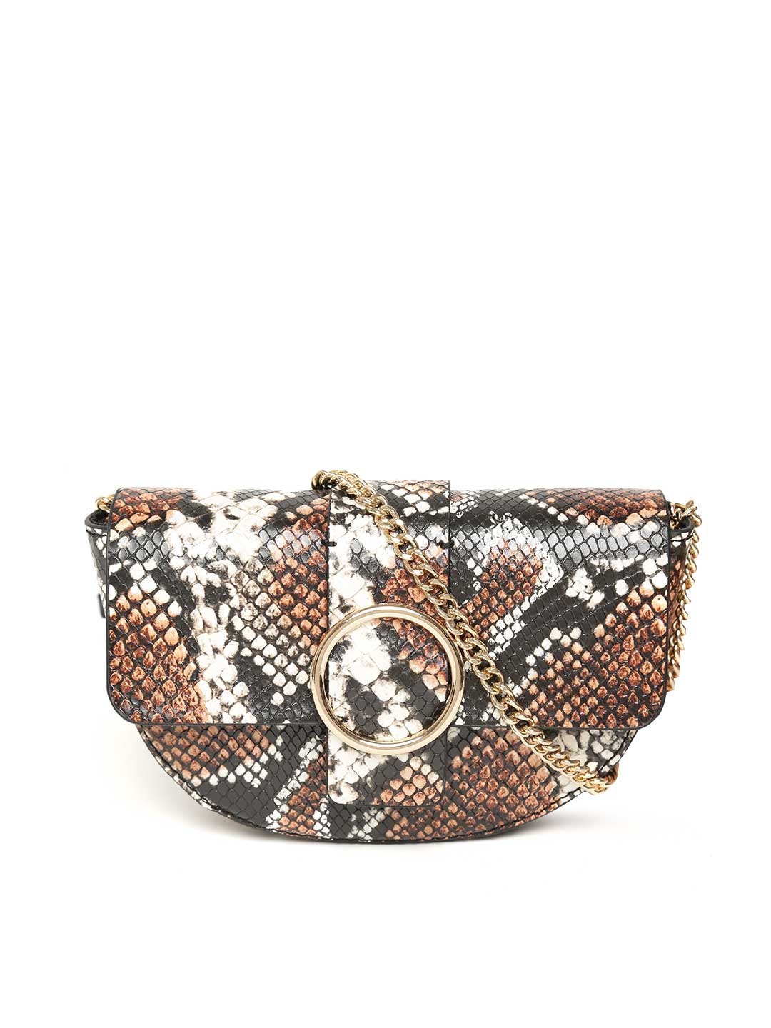 

MANGO Brown & Black Snakeskin Pattern Sling Bag cum Fanny Pack