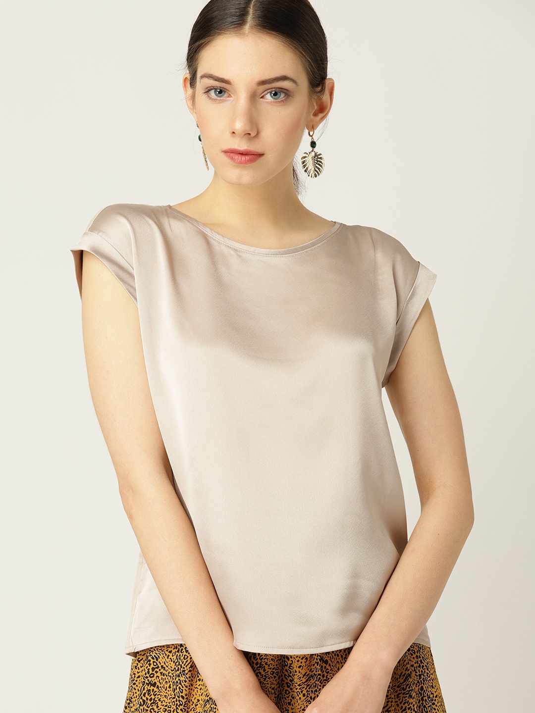 

MANGO Women Beige Sheen Effect Solid Top