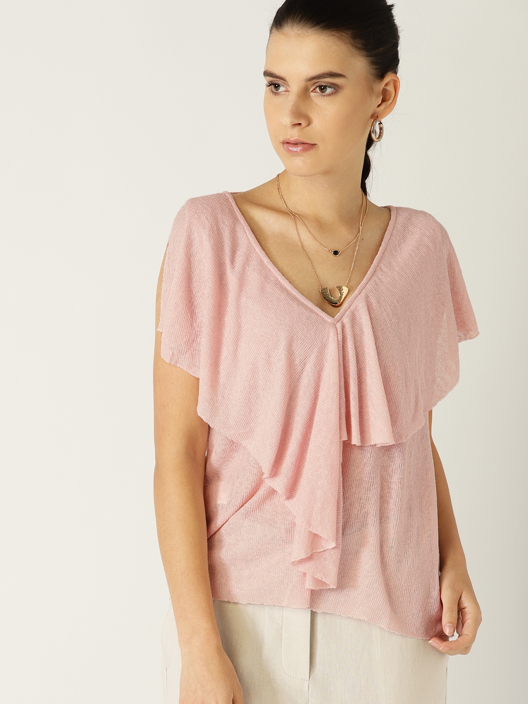 

MANGO Women Pink Solid Top